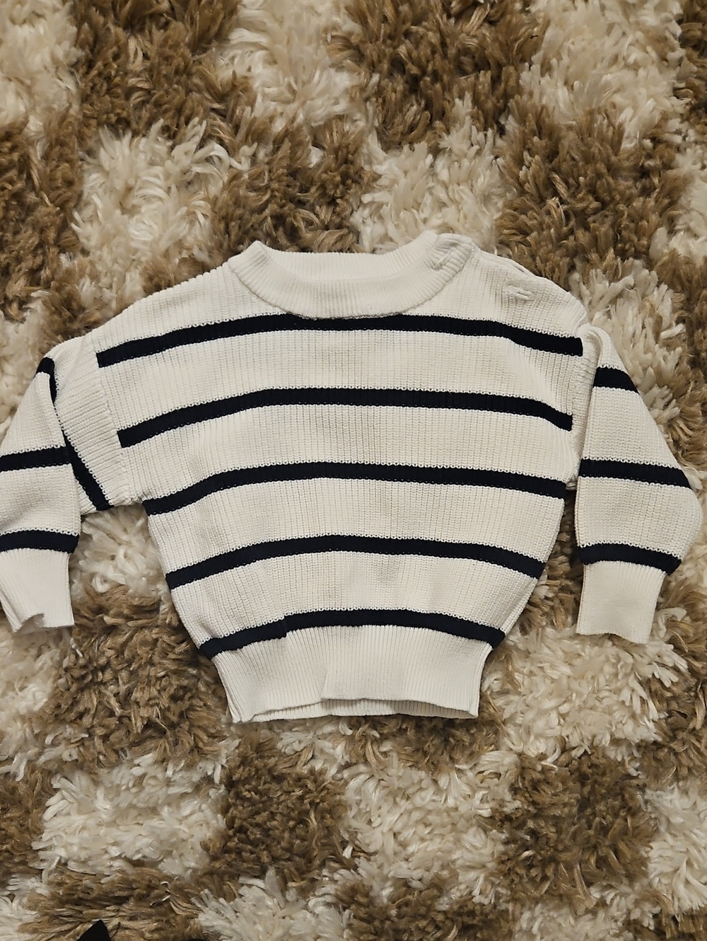 Mebie Baby Striped Navy & White Sweater | 0-3 Months